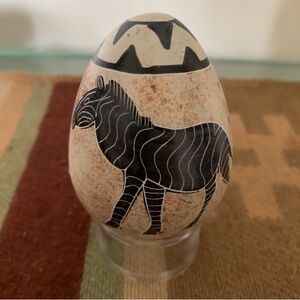 Vintage Soapstone “ Zebra” Themed Egg Kenya